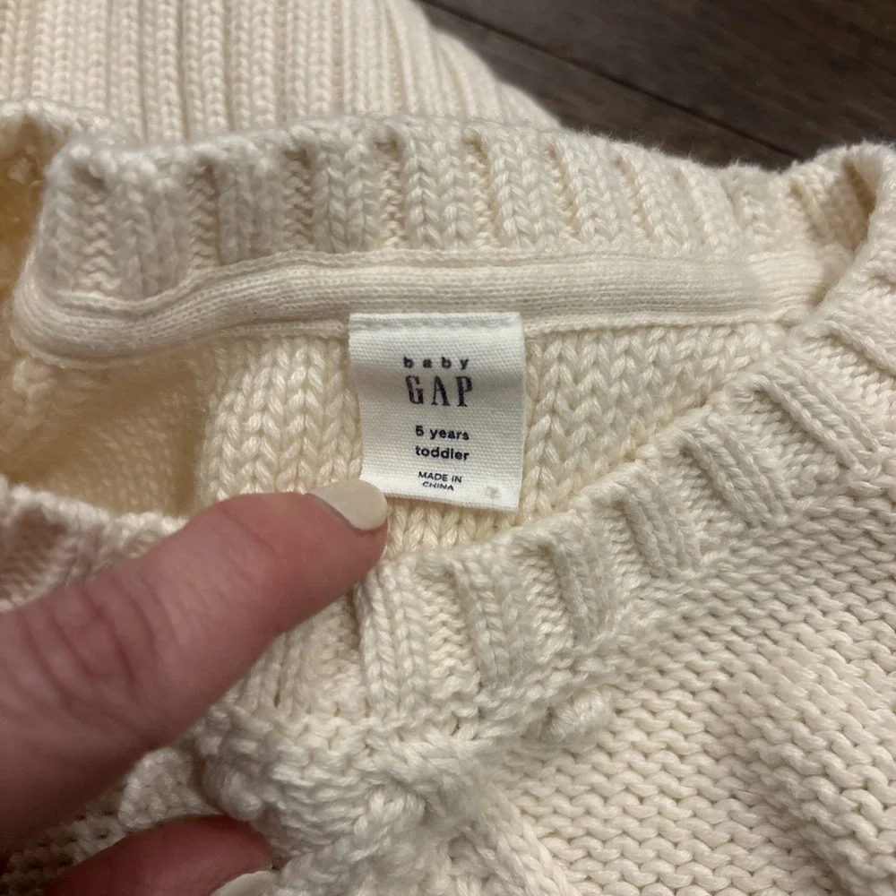Baby Gap 5 Toddler Cable Knit Cream Pullover Sweater Unisex‎ Chunky Holiday
